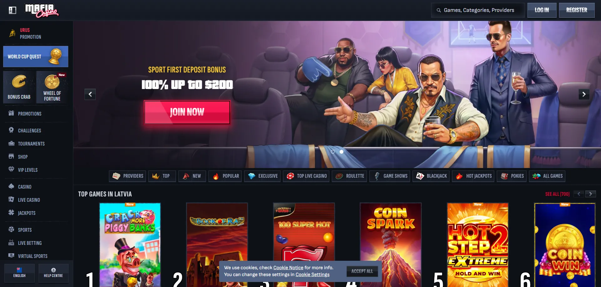 Mafia Casino New Zealand overview homepage 2026 real money
